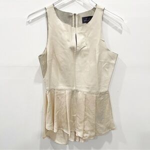 PJK Patterson J. Kincaid Lamb Leather Sleeveless Peplum Blouse *Flawed*